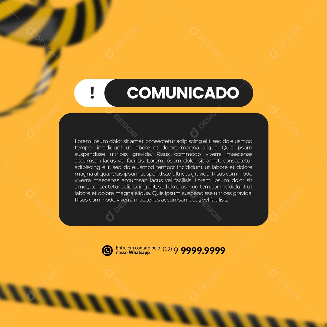 Comunicado Aviso Alerta Atenção Social Media PSD Editável
