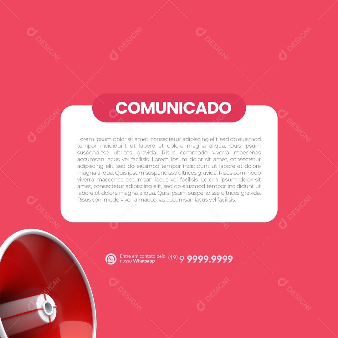 Comunicado Importante Alerta Aviso Social Media PSD Editável