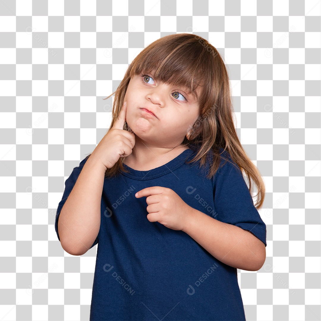 Adorável garota caucasiana pensando PNG Transparente
