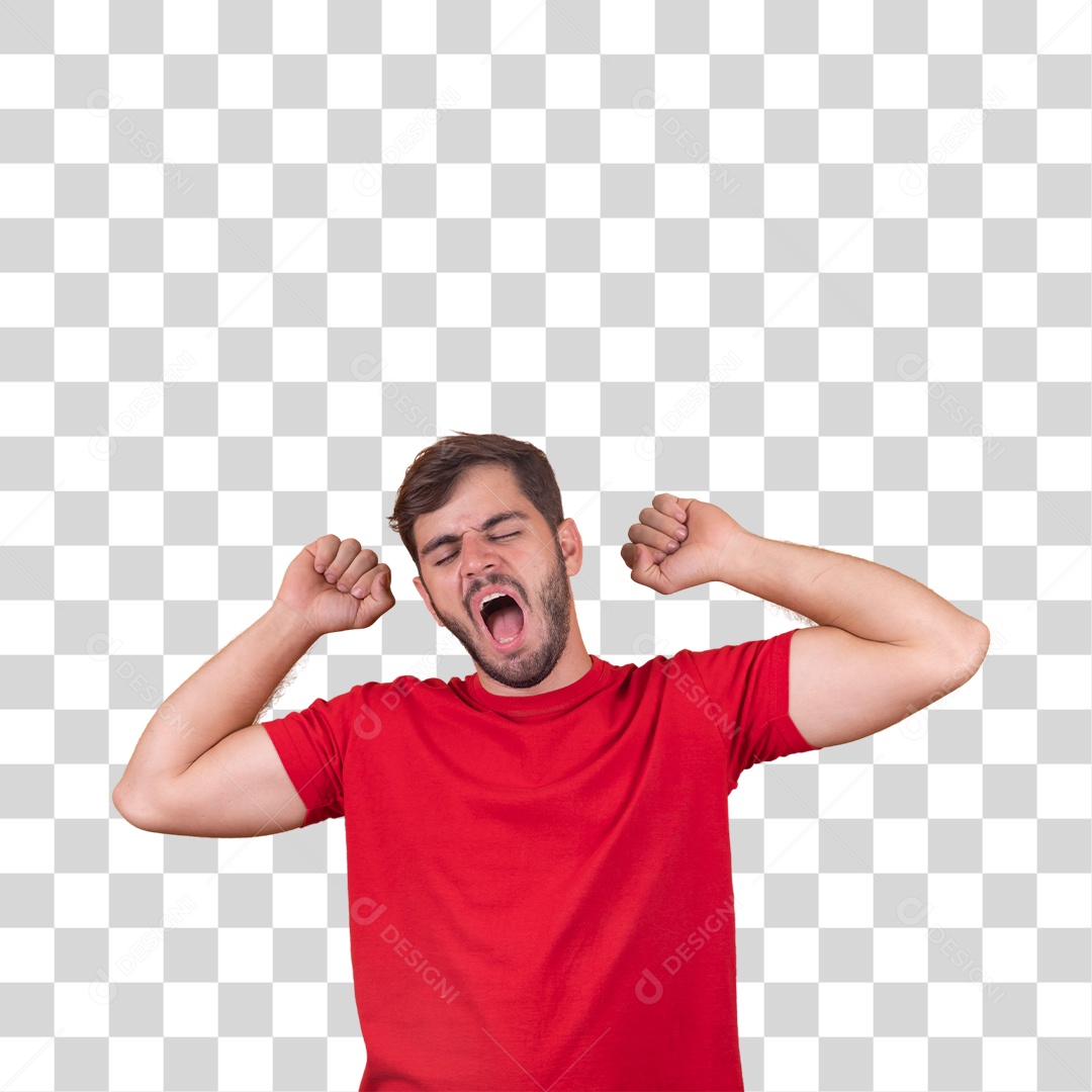 Cara bocejando e esticando o estúdio