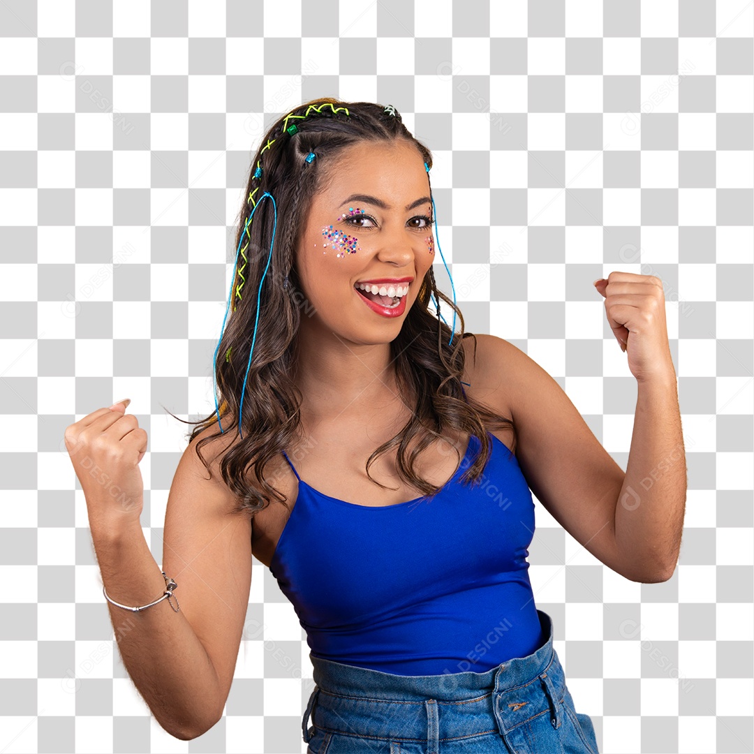 Linda mulher jovem morena torcendo pelo seu time PNG Transparente