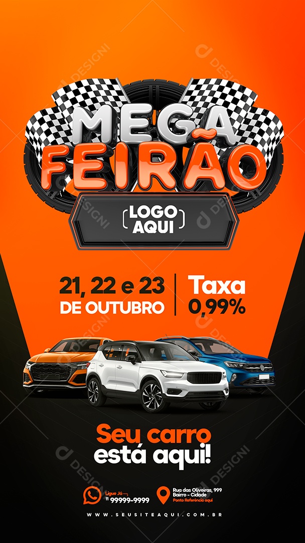 Story Mega Feirão de Carros Taxa 0% Social Media PSD Editável