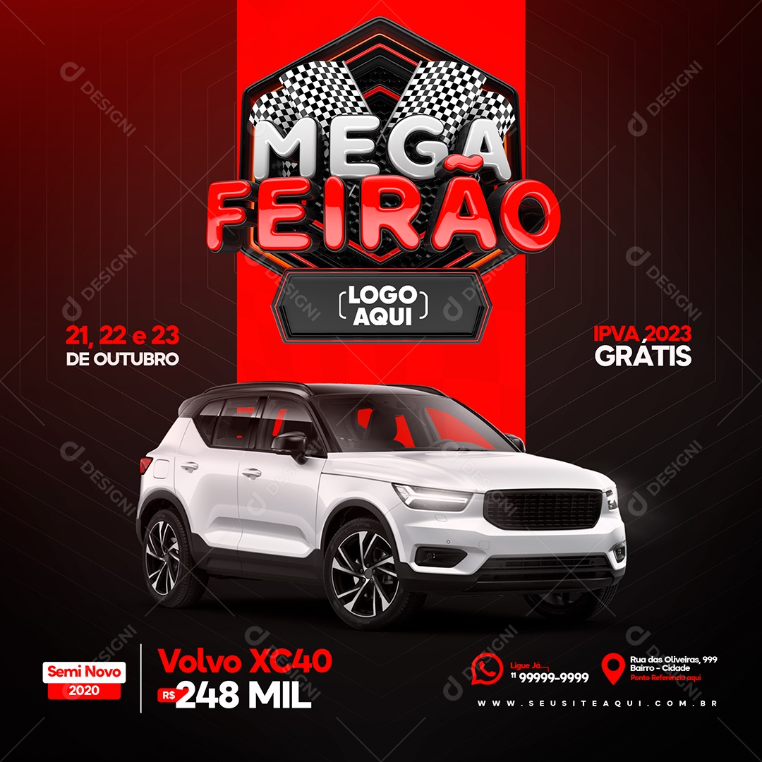 Mega Feirão de Carro Volvo XC40 Seminovo Social Media PSD Editável