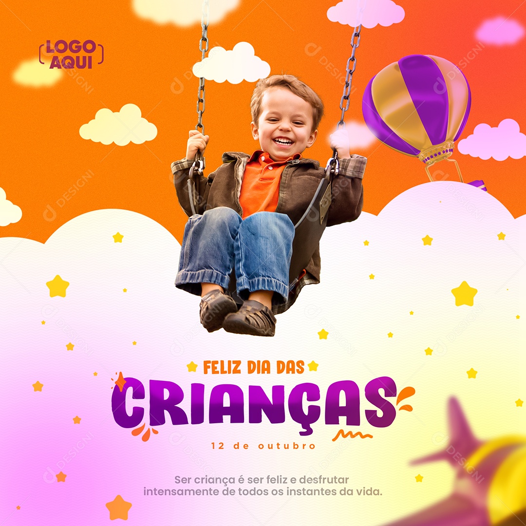 Ser Criança é ter uma Imaginação sem Limites Feliz Dia das Crianças Social Media PSD Editável