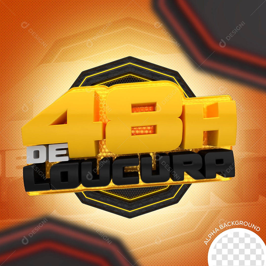 Selo 3D Para Composições 48H De Loucura Em Promoções PSD