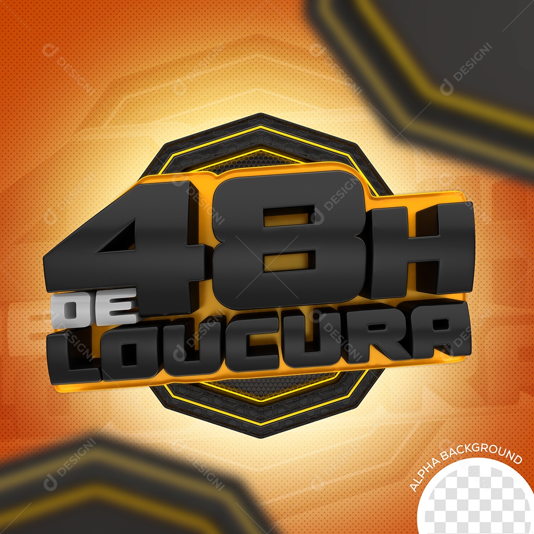 Selo 3D Para Composições 48H De Loucura Em Promoções PSD