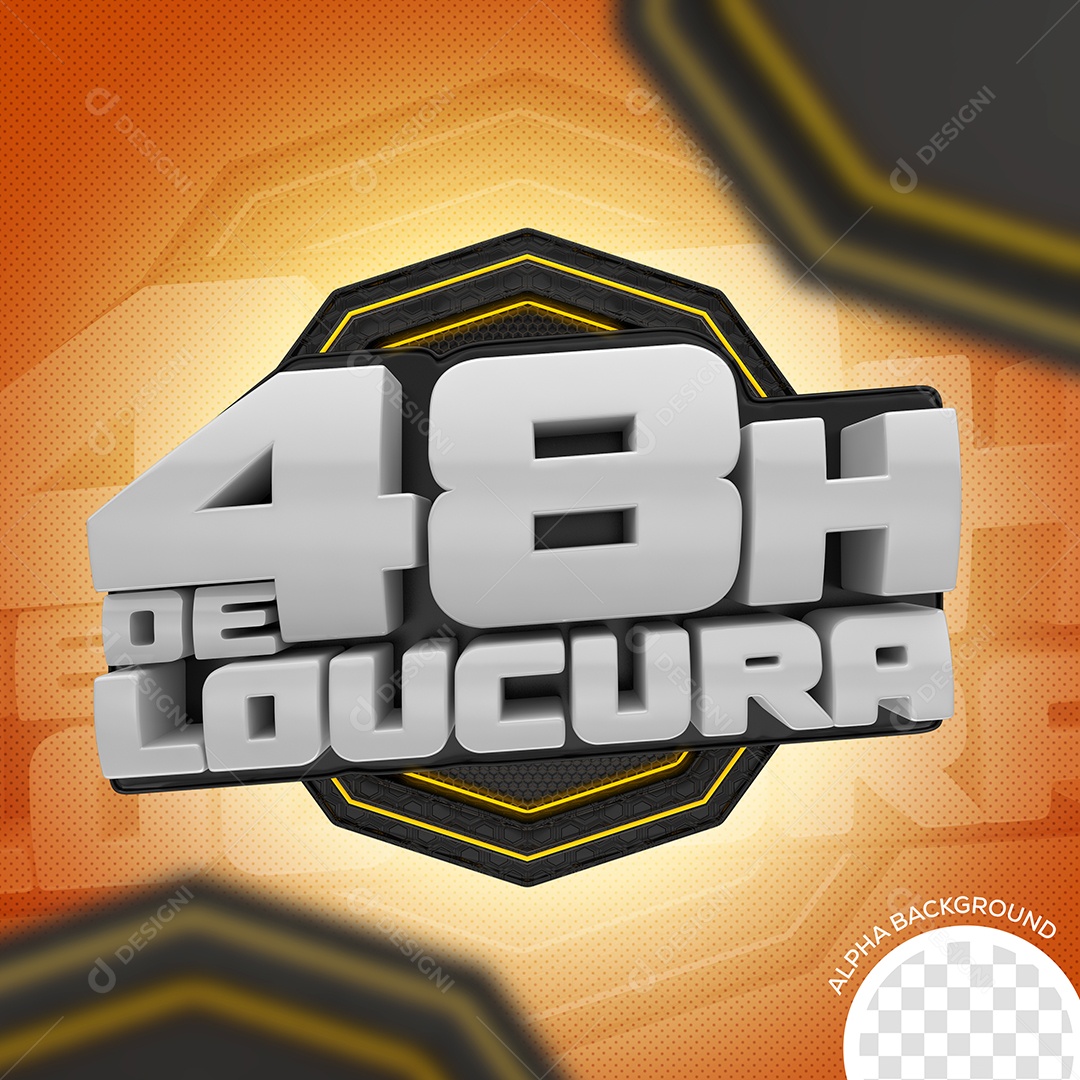 Selo 3D Para Composições 48H De Loucura Em Promoções PSD