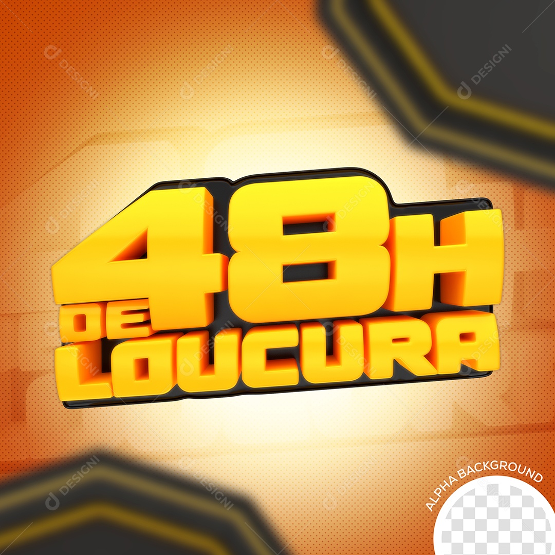 Selo 3D Para Composições 48H De Loucura Em Promoções PSD