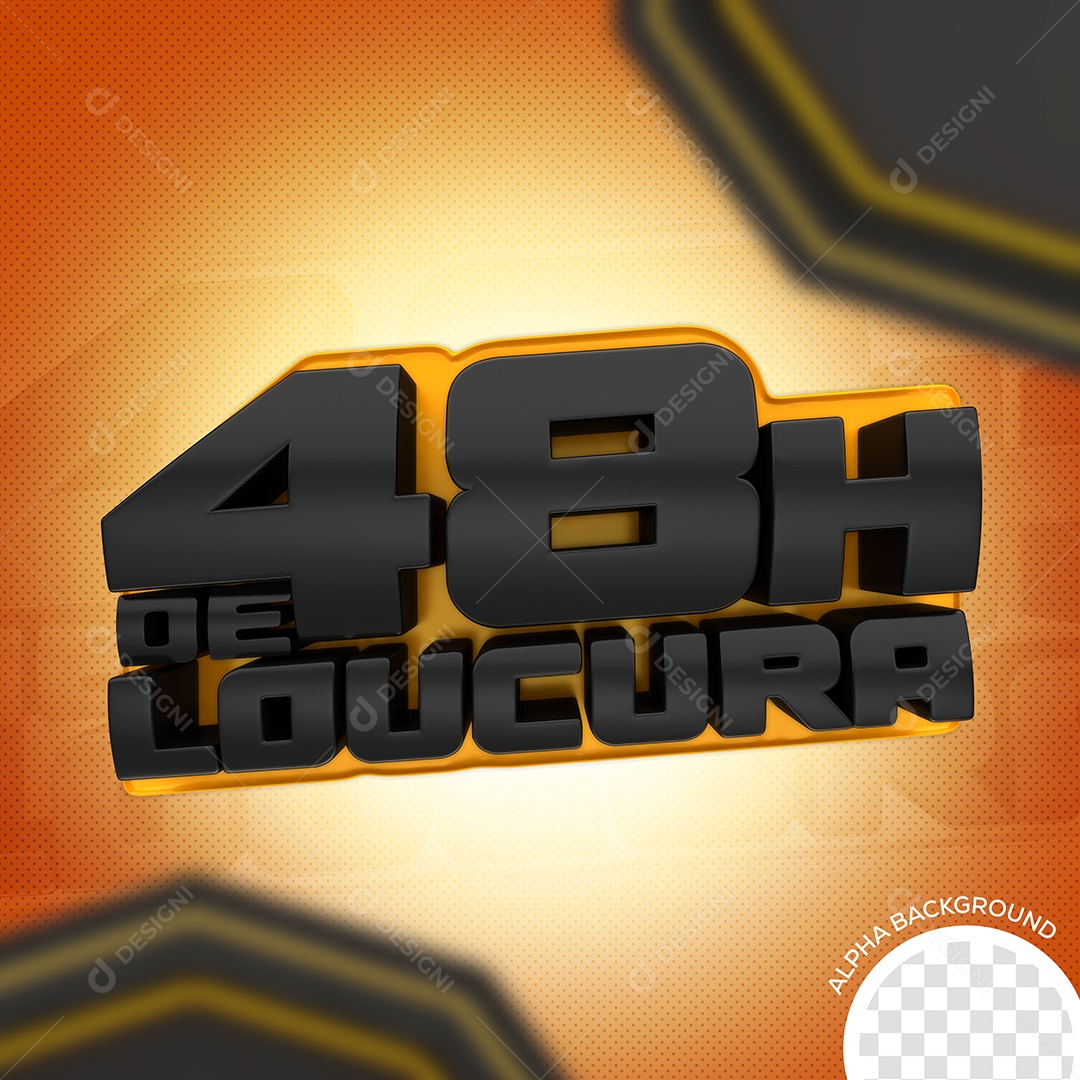 Selo 3D Para Composições 48H De Loucura Em Promoções PSD