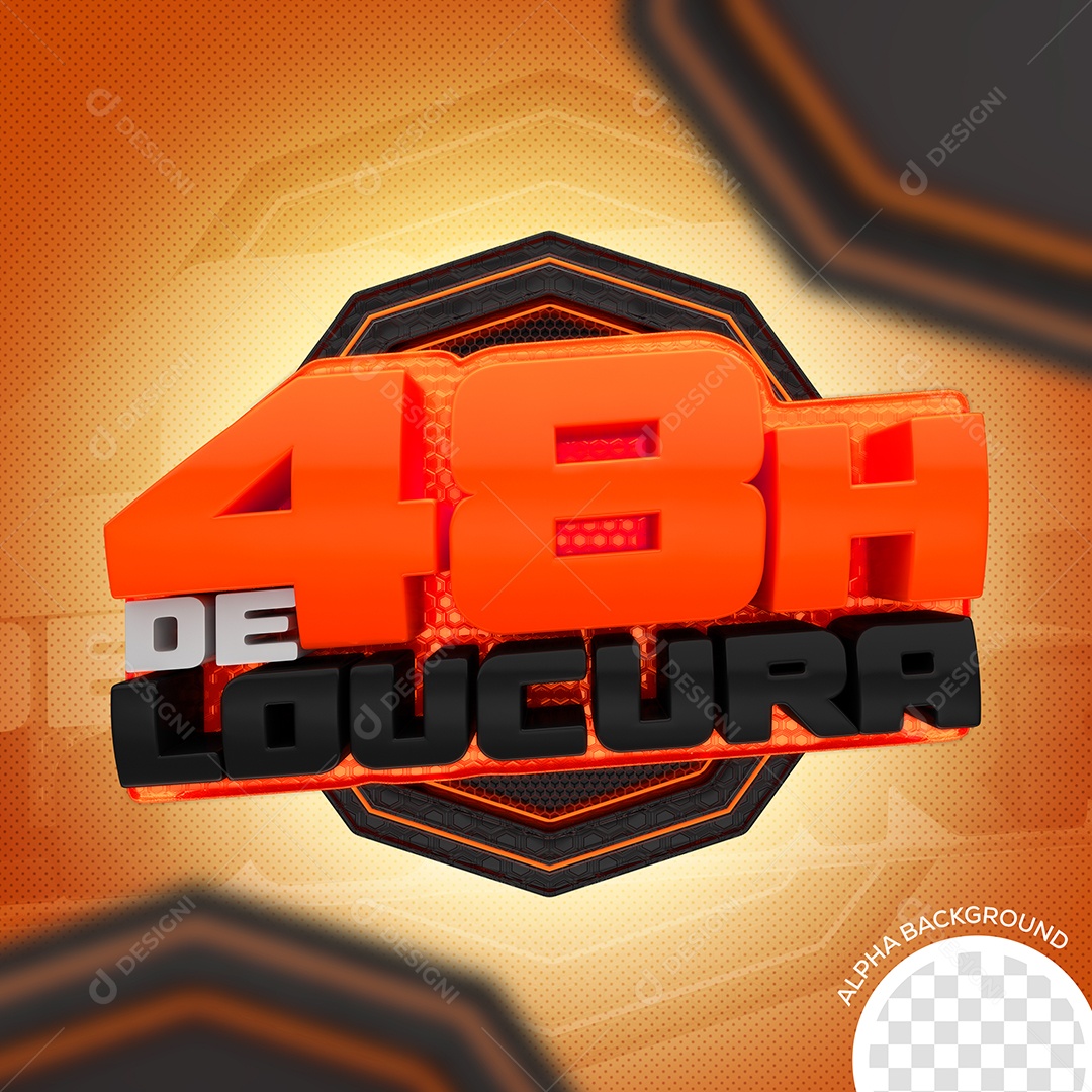 Selo 3D Para Composições 48H De Loucura Em Promoções PSD