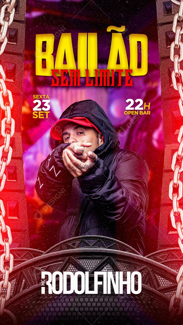Flyer Bailão sem Limites MC Rodolfinho Social Media PSD Editável