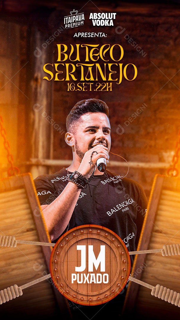 Flyer Show Boteco Sertanejo JM Puxado Story Social Media PSD Editável