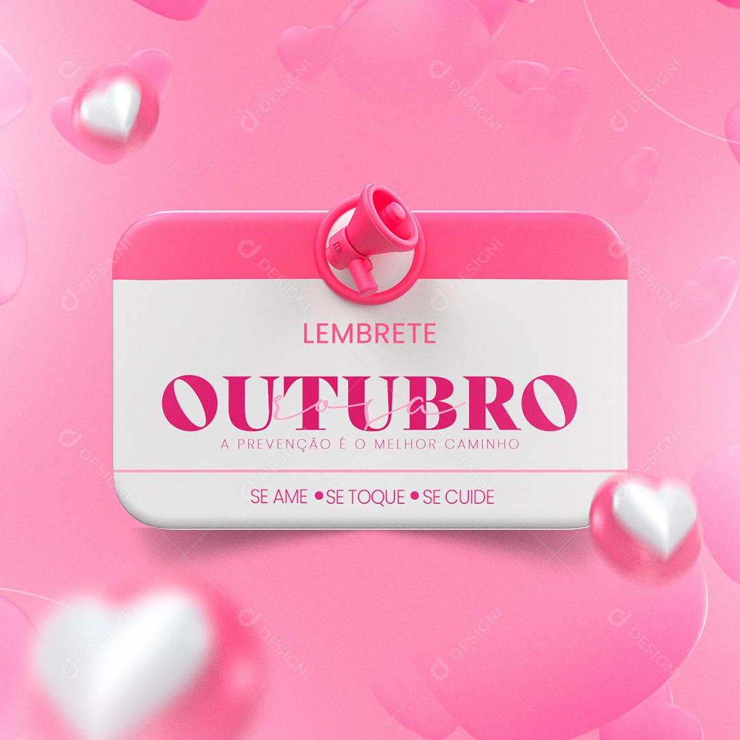 Lembrete A Prevenção é o Melhor Caminho Outubro Rosa Social Media PSD Editável