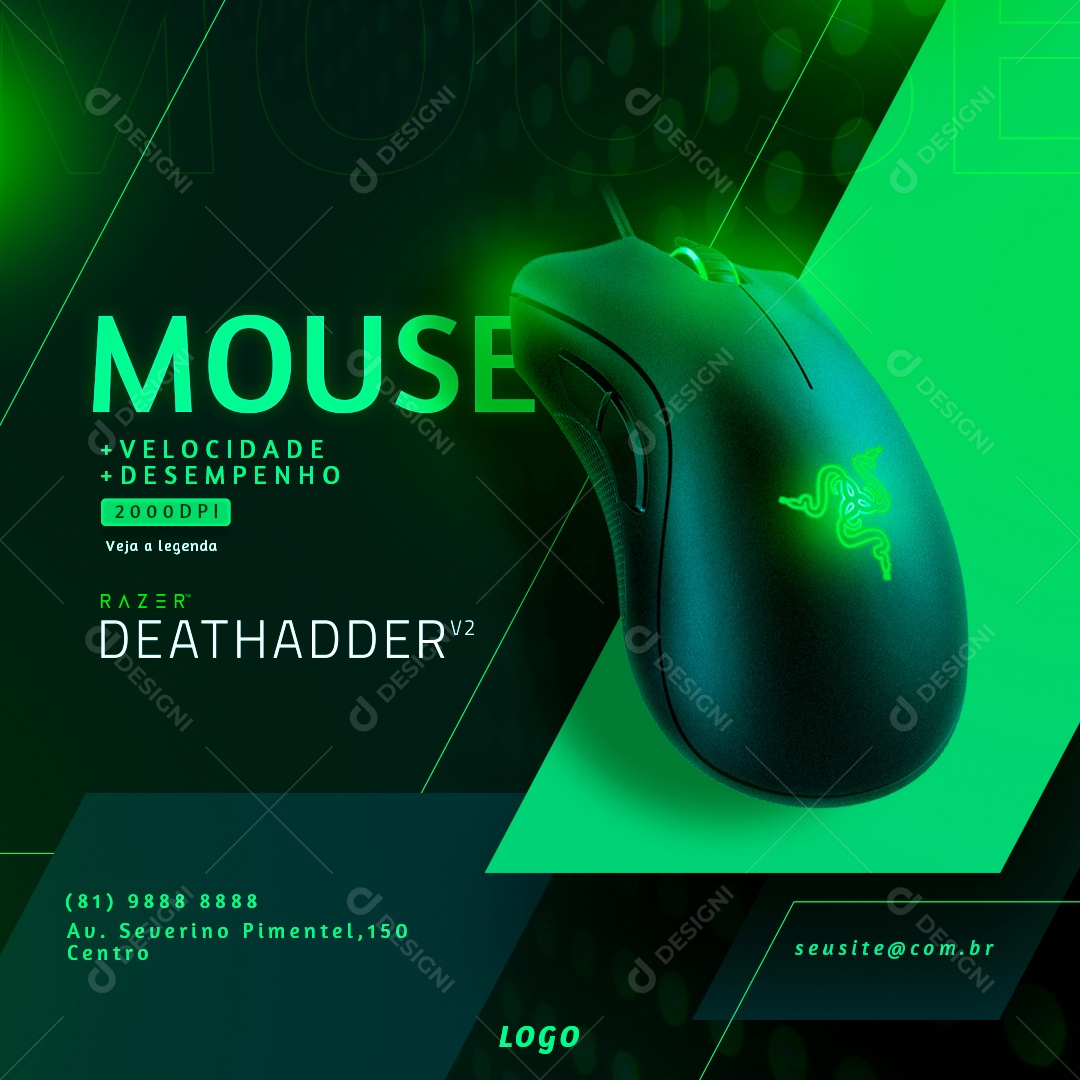 Novo Mouse Razer Deathadder Novidades Social Media PSD Editável