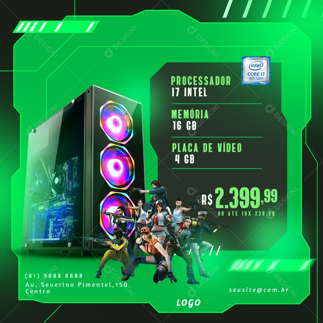 As Melhores Opções De Computadores Gamer Da Sua Preferencia Social Media PSD Editável