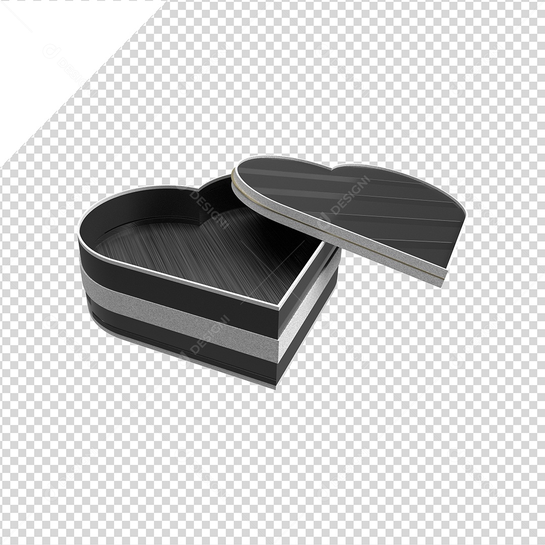 Elemento 3D Para Composições Caixa Preta Com Forma De Coração PSD