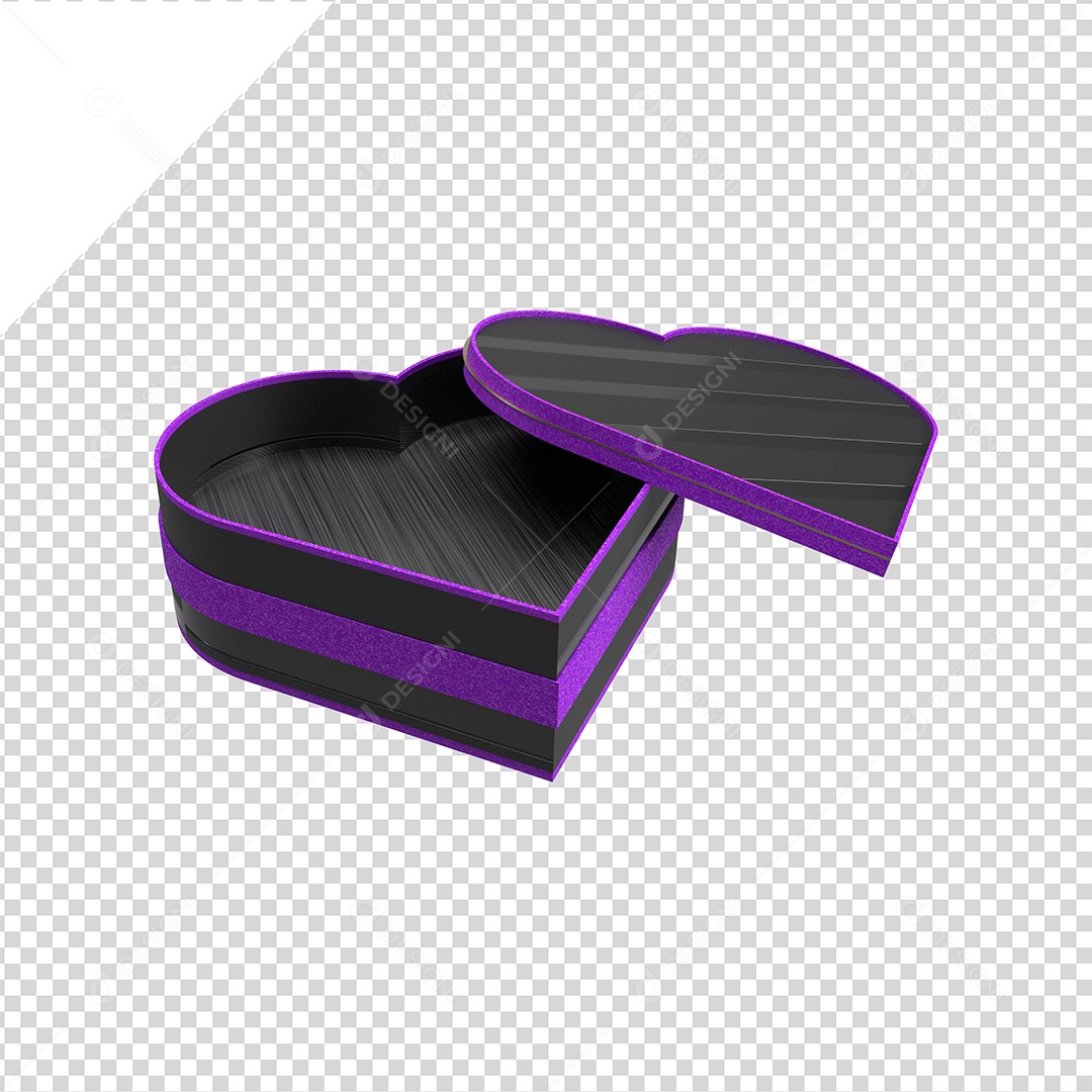 Elemento 3D Para Composições Caixa Preta Com Forma De Coração PSD