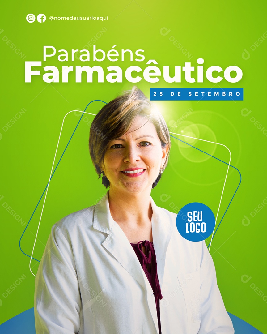 Parabéns Farmacêutico Data Comemorativa Social Media PSD Editável