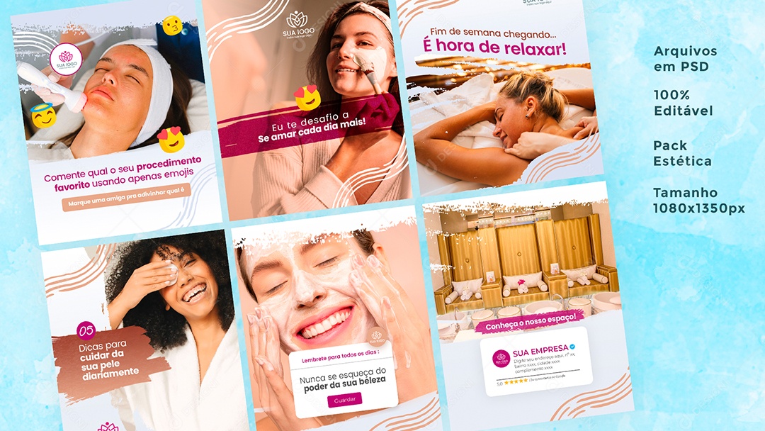 Pack Artes Para Clinicas De Beleza e Saúde Social Media PSD Editável