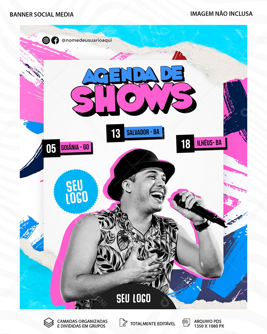 Flyer Agenda de Shows Wesley Safadão Social Media PSD Editável