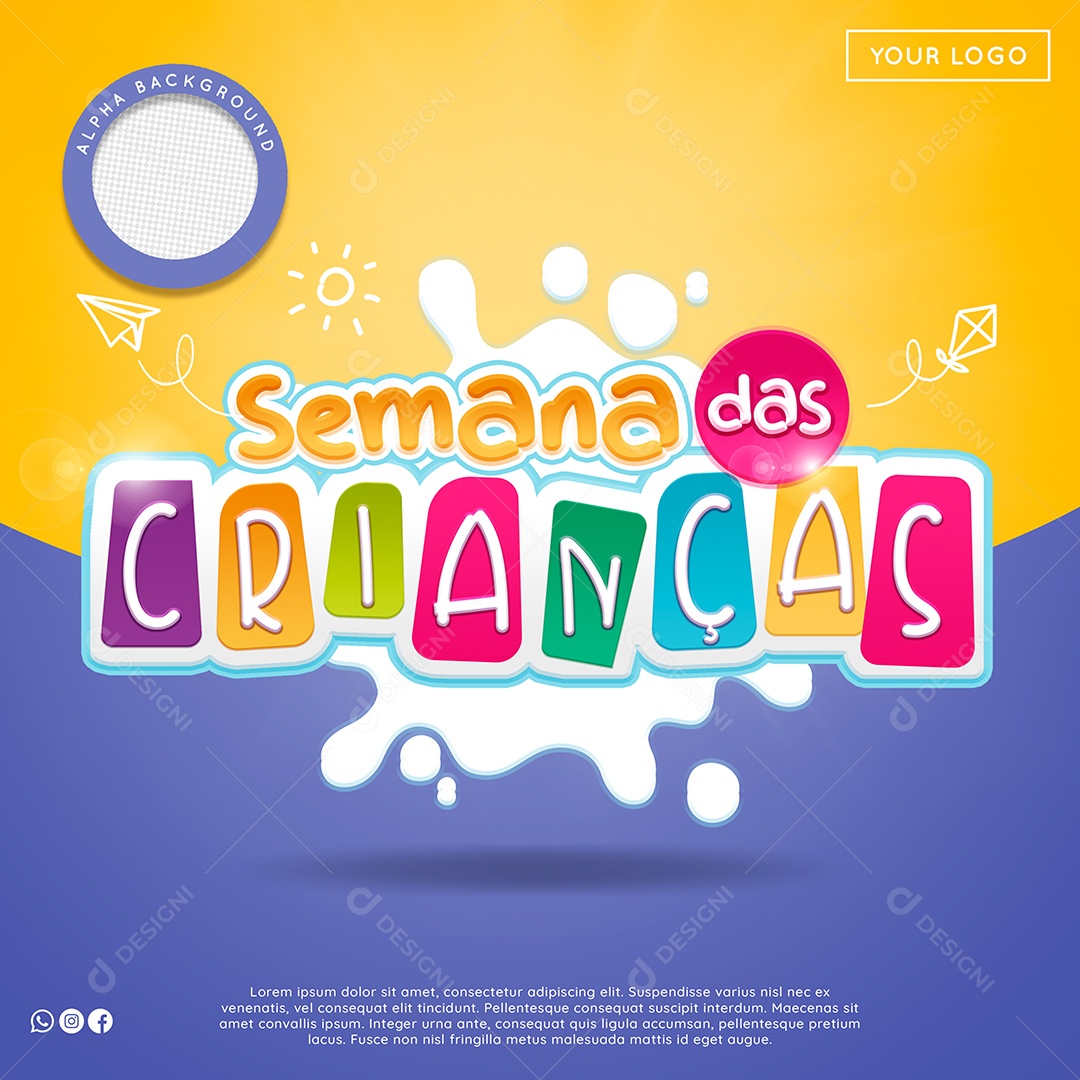 Selo 3D Para Composição Semana Das Crianças PSD