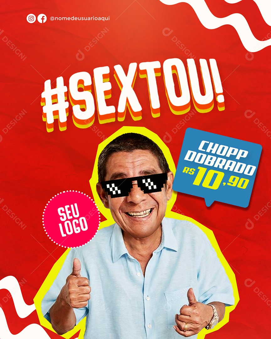 Sextou Chopp Dobrado Promoção Em Bebidas Social Media PSD Editável