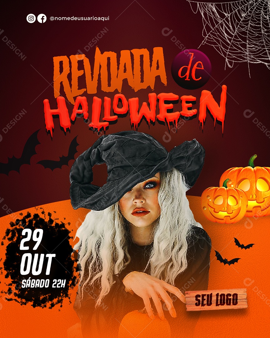 Flyer Revoada Halloween Dia 29 De Outubro Venha Participar Social Media PSD Editável