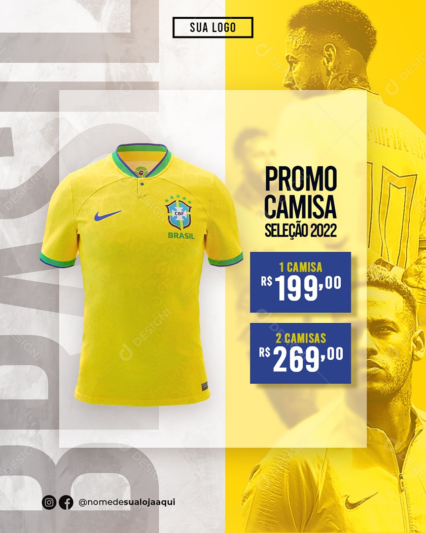 Promoção Em Camisa Seleção Brasileira Social Media PSD Editável