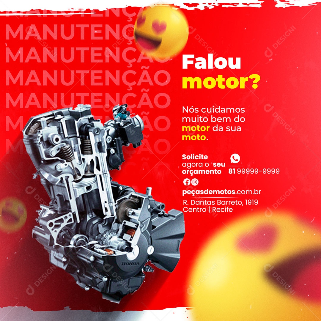 Social Media Moto Peças Falou Motor PSD Editável