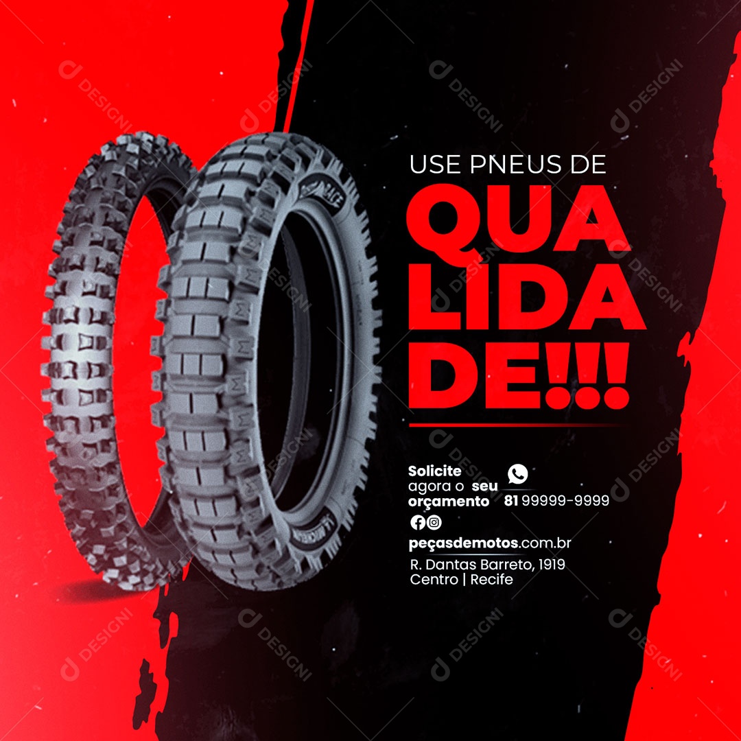 Social Media Moto Peças Use Pneus de Qualidade PSD Editável