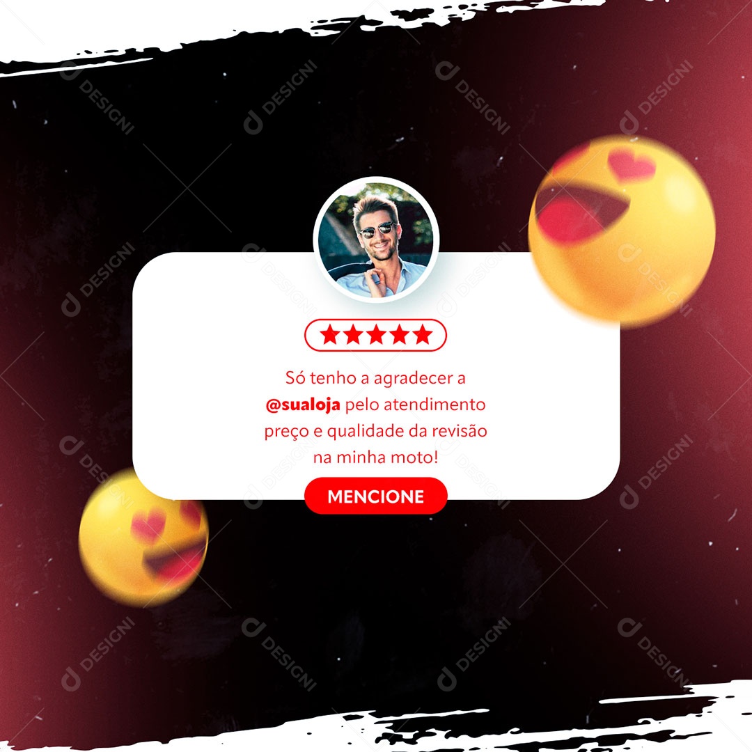 Social Media Moto Peças FeedBack Só Tenho Agradecer PSD Editável