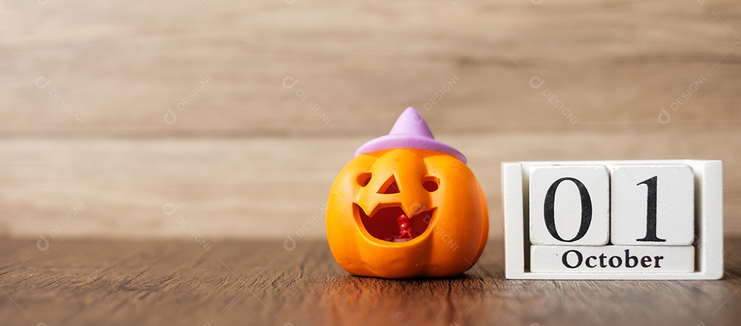 Feliz dia de Halloween com abóbora de lanterna de Jack O e 1 de outubro