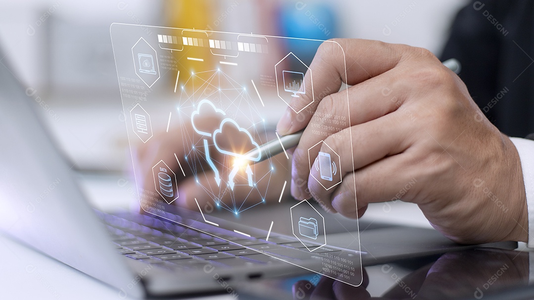 Tecnologia de computação em nuvem e armazenamento online para negócios