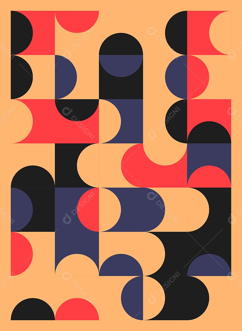 Padrão abstrato geométrico de meados do século com formas simples Vetor EPS