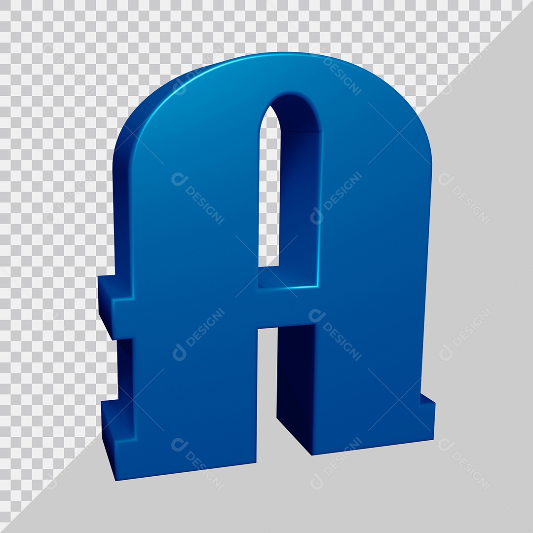 Elemento 3D Para Composição Letra A Azul PSD