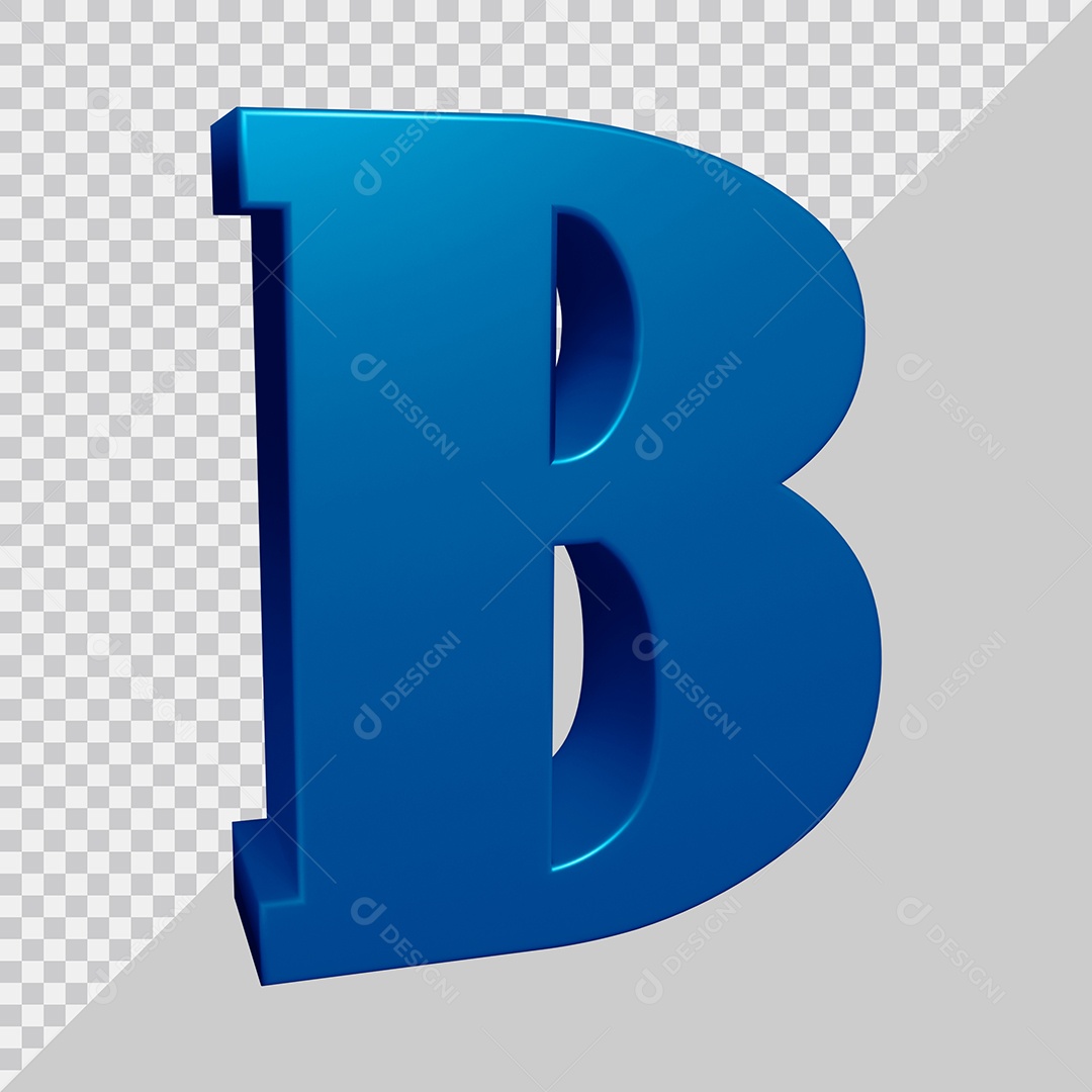 Elemento 3D Para Composição Letra B Azul PSD