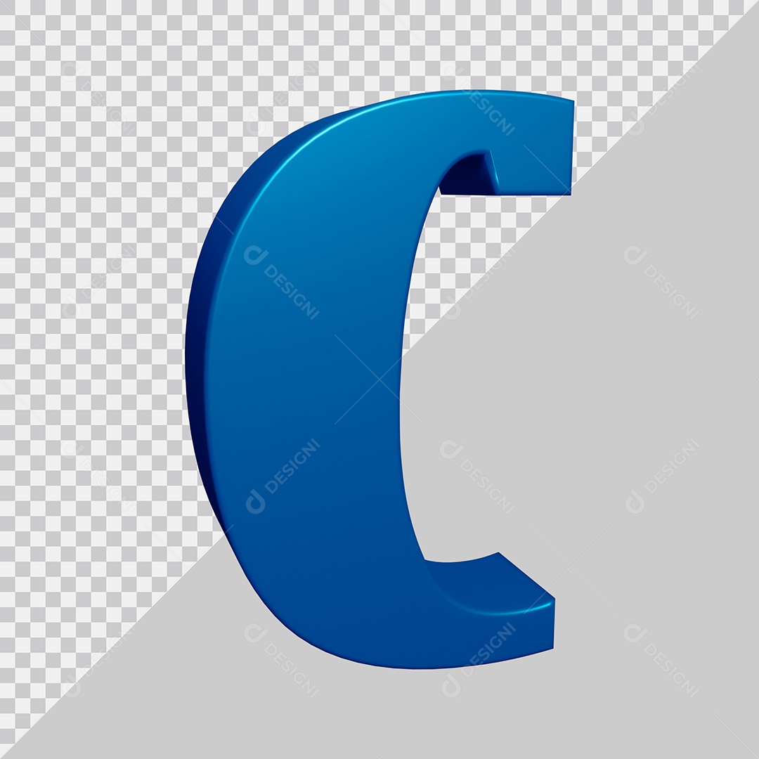Elemento 3D Para Composição Letra C Azul PSD