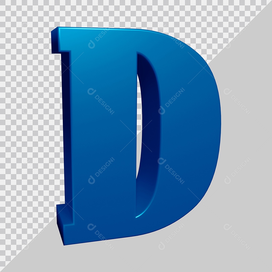 Elemento 3D Para Composição Letra D Azul PSD