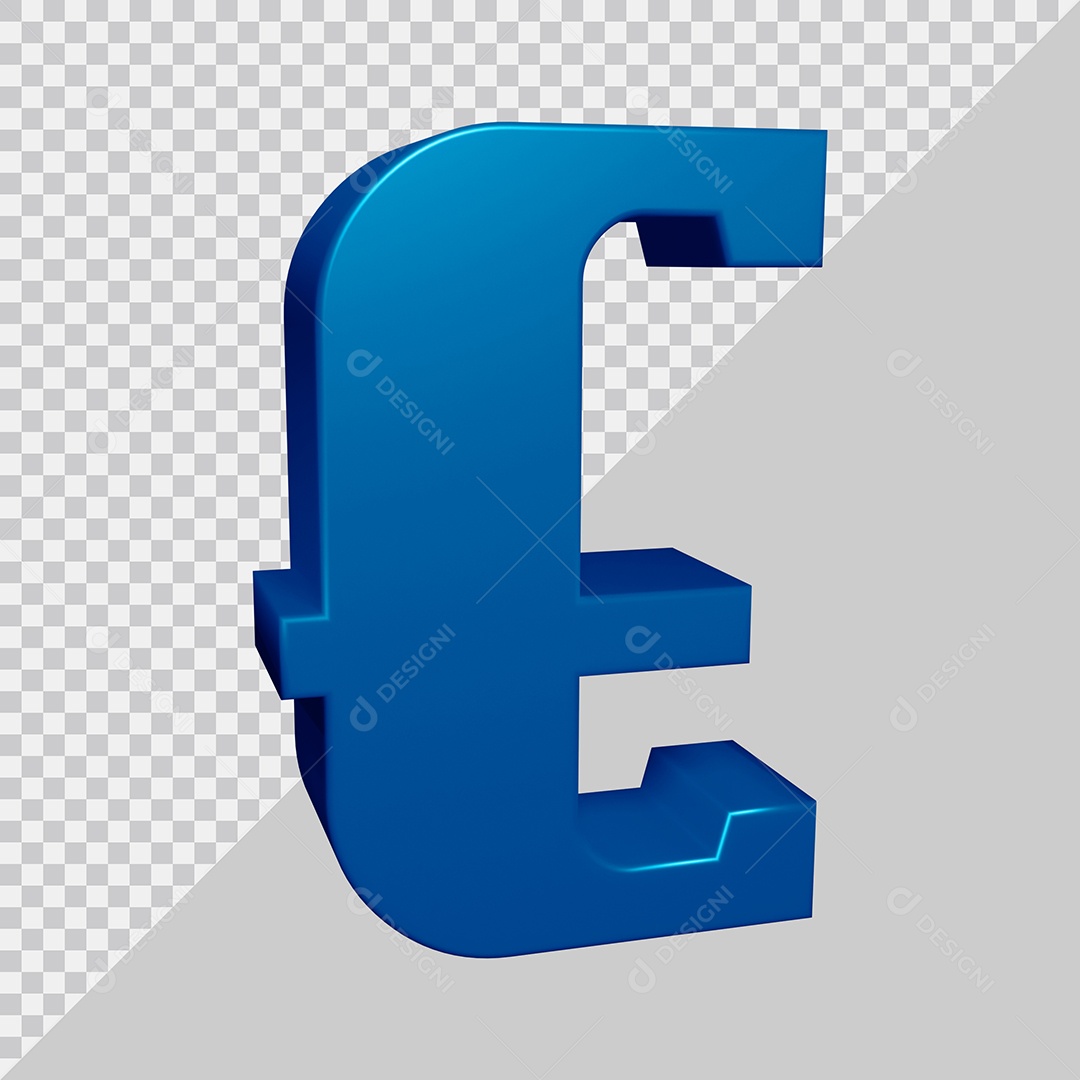 Elemento 3D Para Composição Letra E Azul PSD