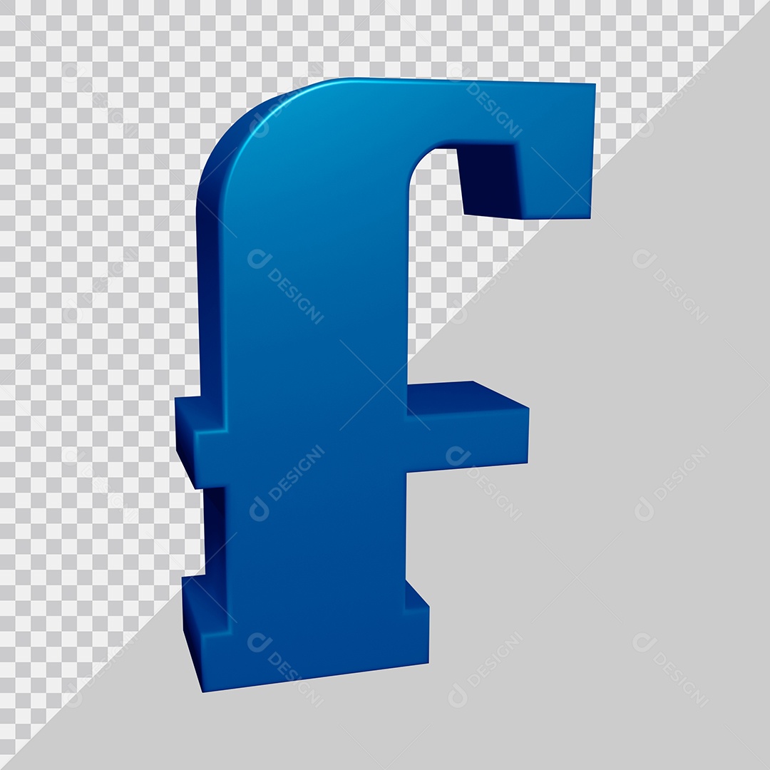 Elemento 3D Para Composição Letra F Azul PSD