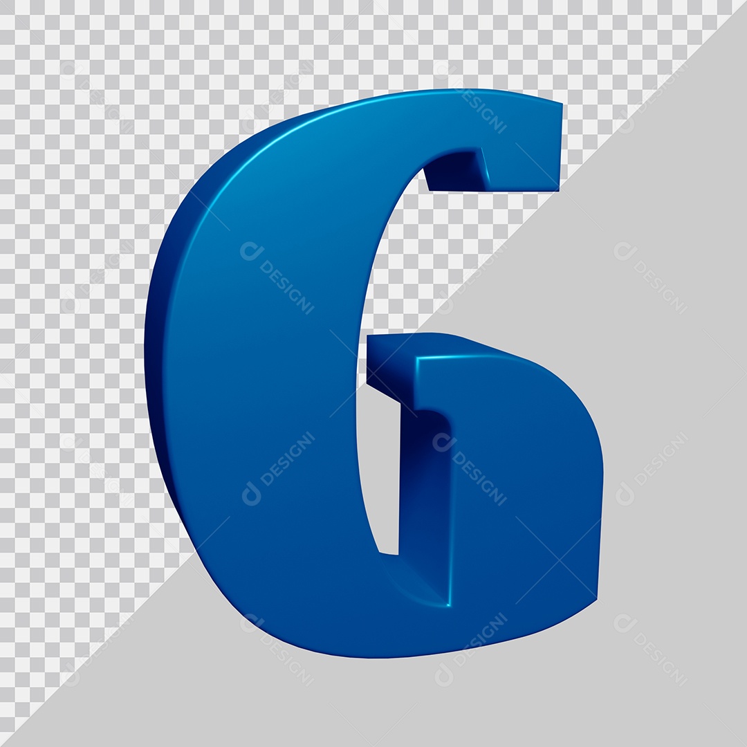 Elemento 3D Para Composição Letra G Azul PSD