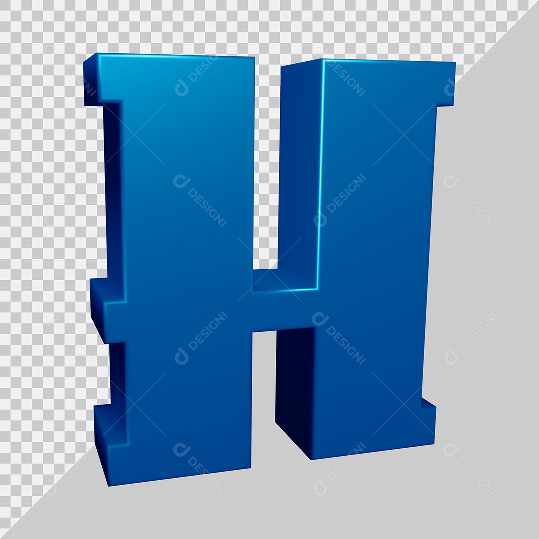 Elemento 3D Para Composição Letra H Azul PSD