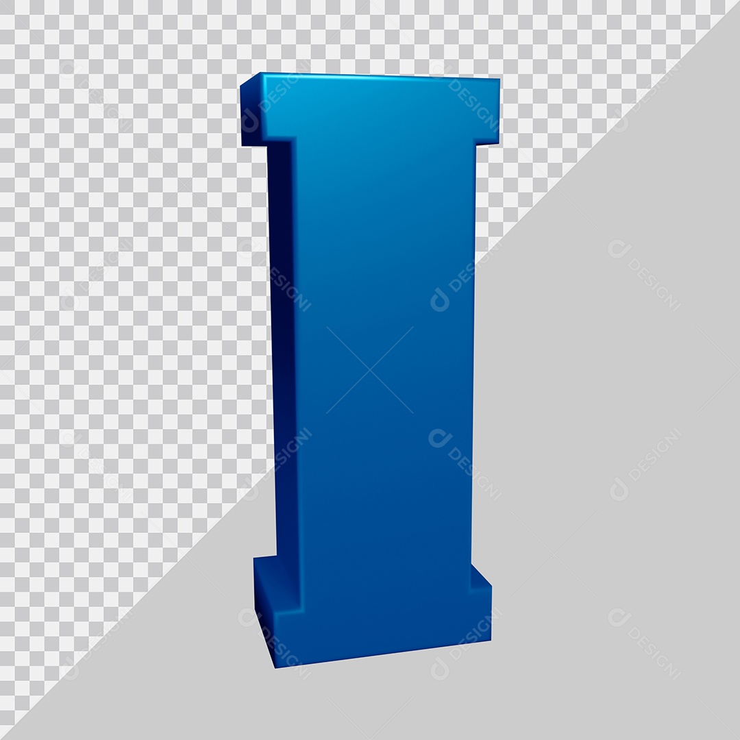 Elemento 3D Para Composição Letra I Azul PSD