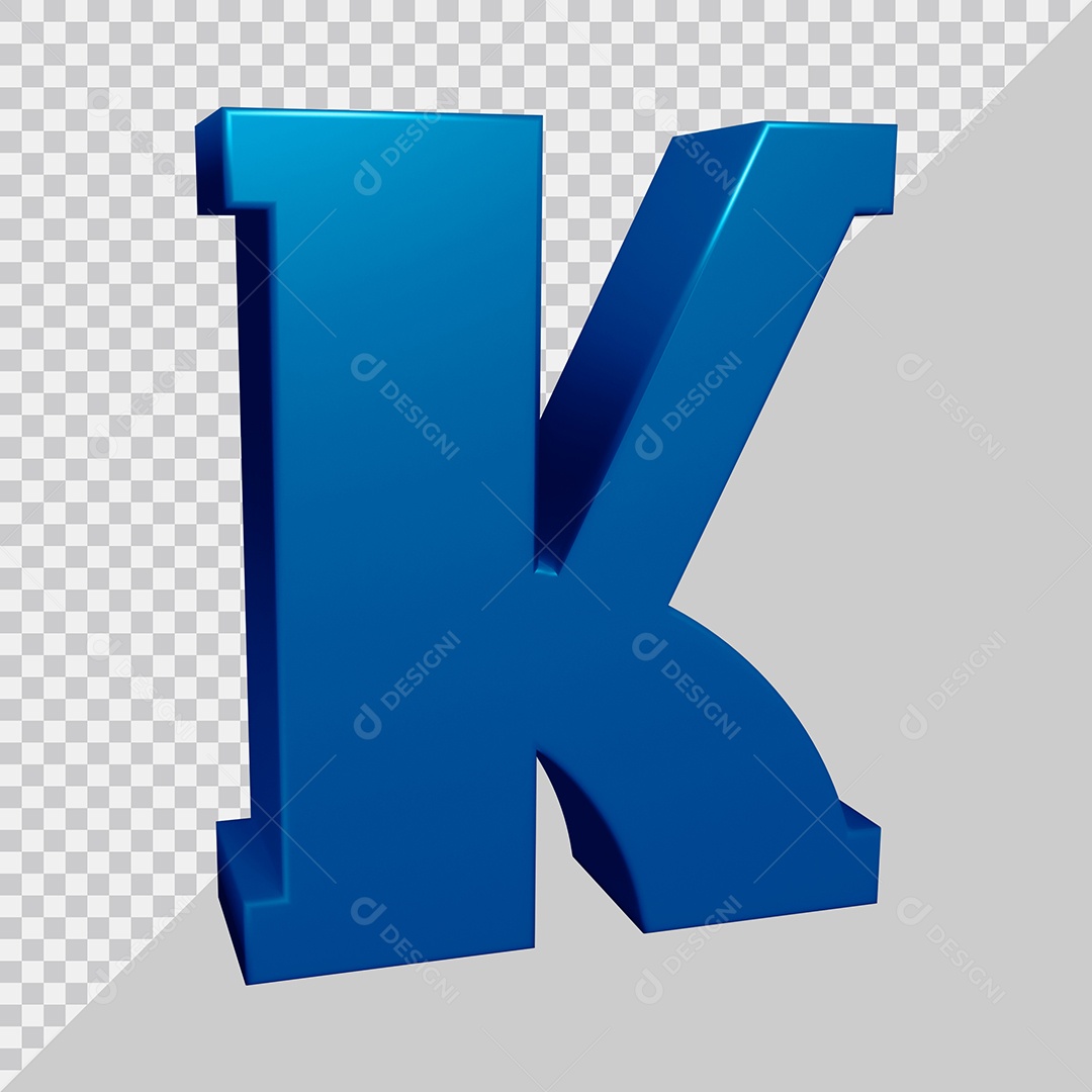Elemento 3D Para Composição Letra K Azul PSD