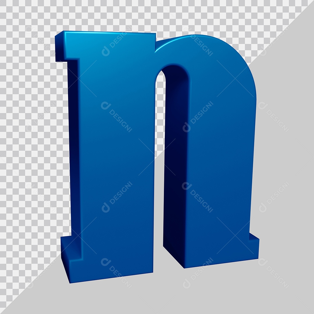 Elemento 3D Para Composição Letra N Azul PSD