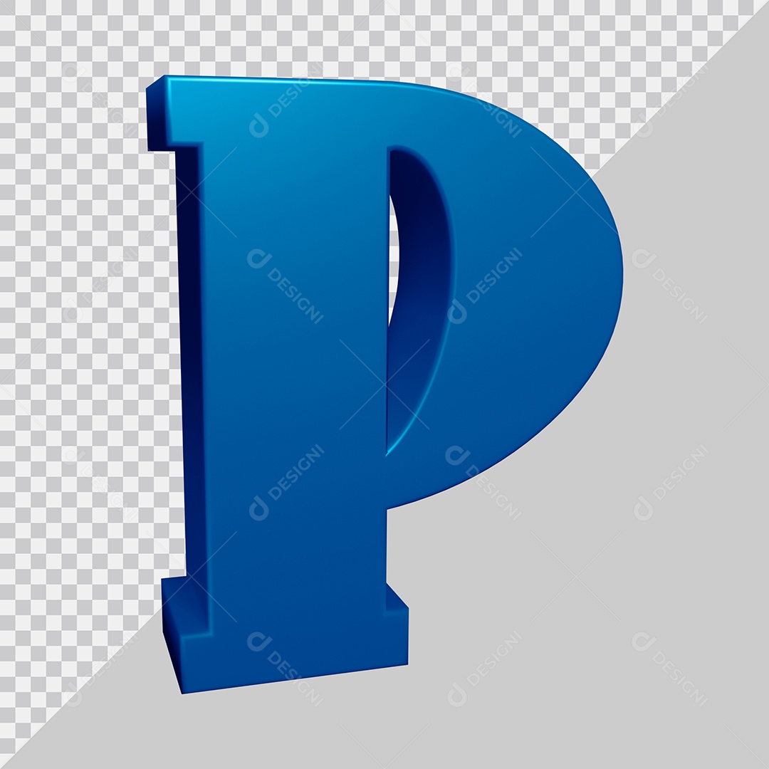 Elemento 3D Para Composição Letra P Azul PSD