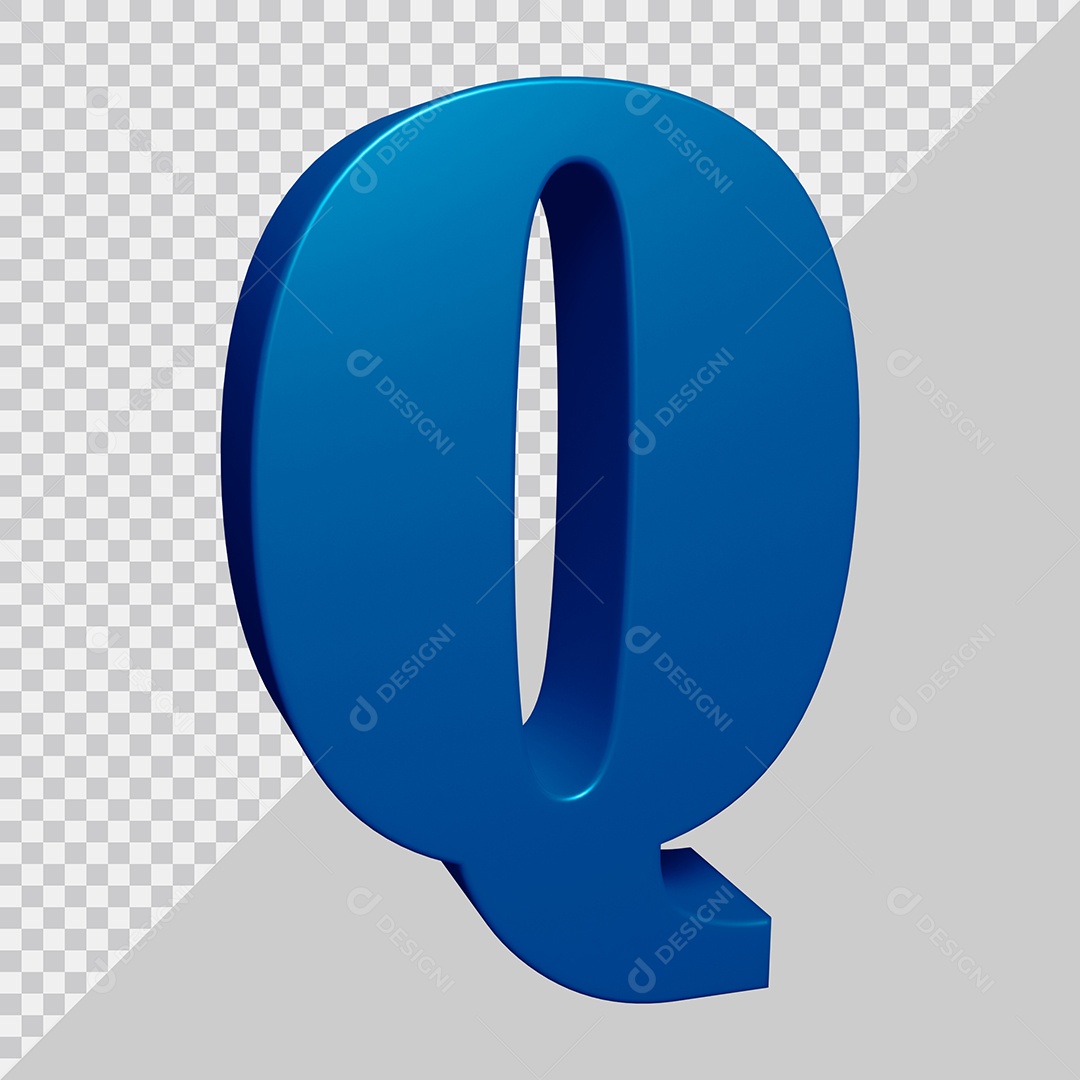 Elemento 3D Para Composição Letra Q Azul PSD