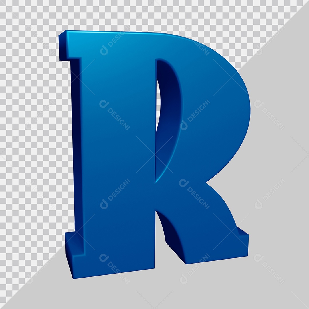 Elemento 3D Para Composição Letra R Azul PSD