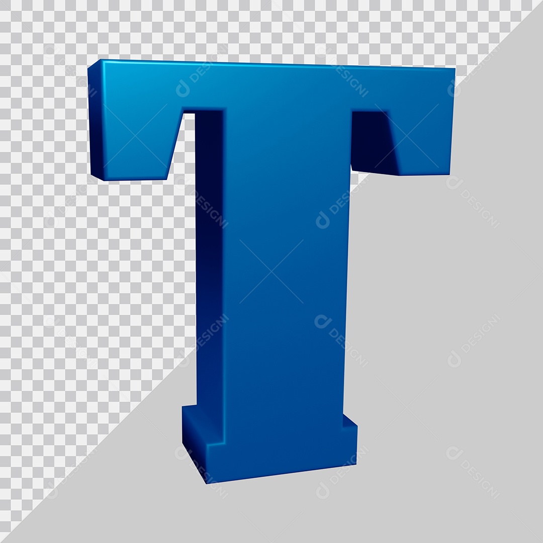 Elemento 3D Para Composição Letra T Azul PSD