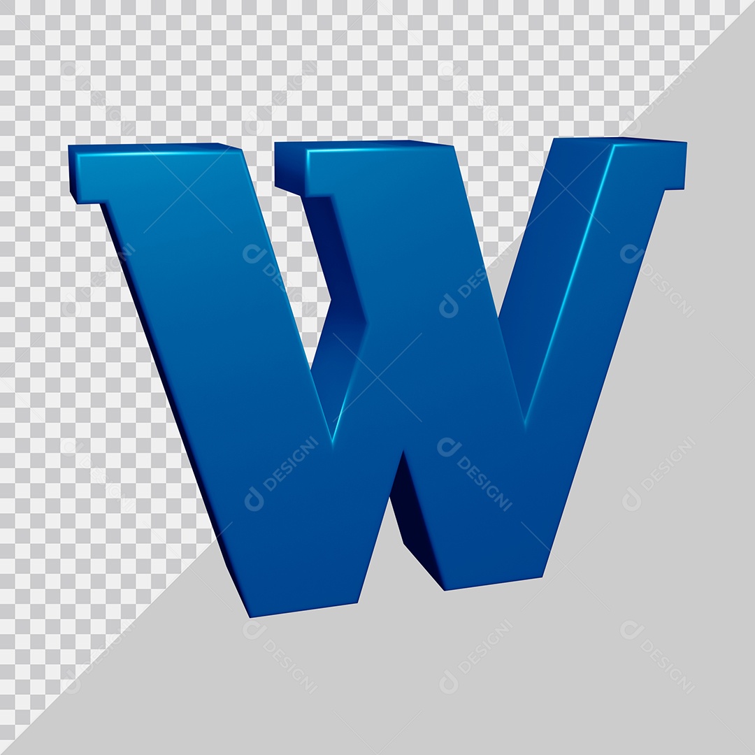 Elemento 3D Para Composição Letra W Azul PSD